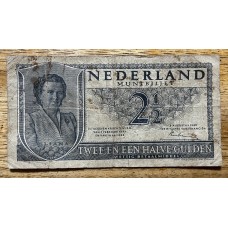 HOLANDA 1943 SEGUNDA GUERRA MUNDIAL OCUPACION ALEMANA BILLETE DE 2 1/2 GULDEN